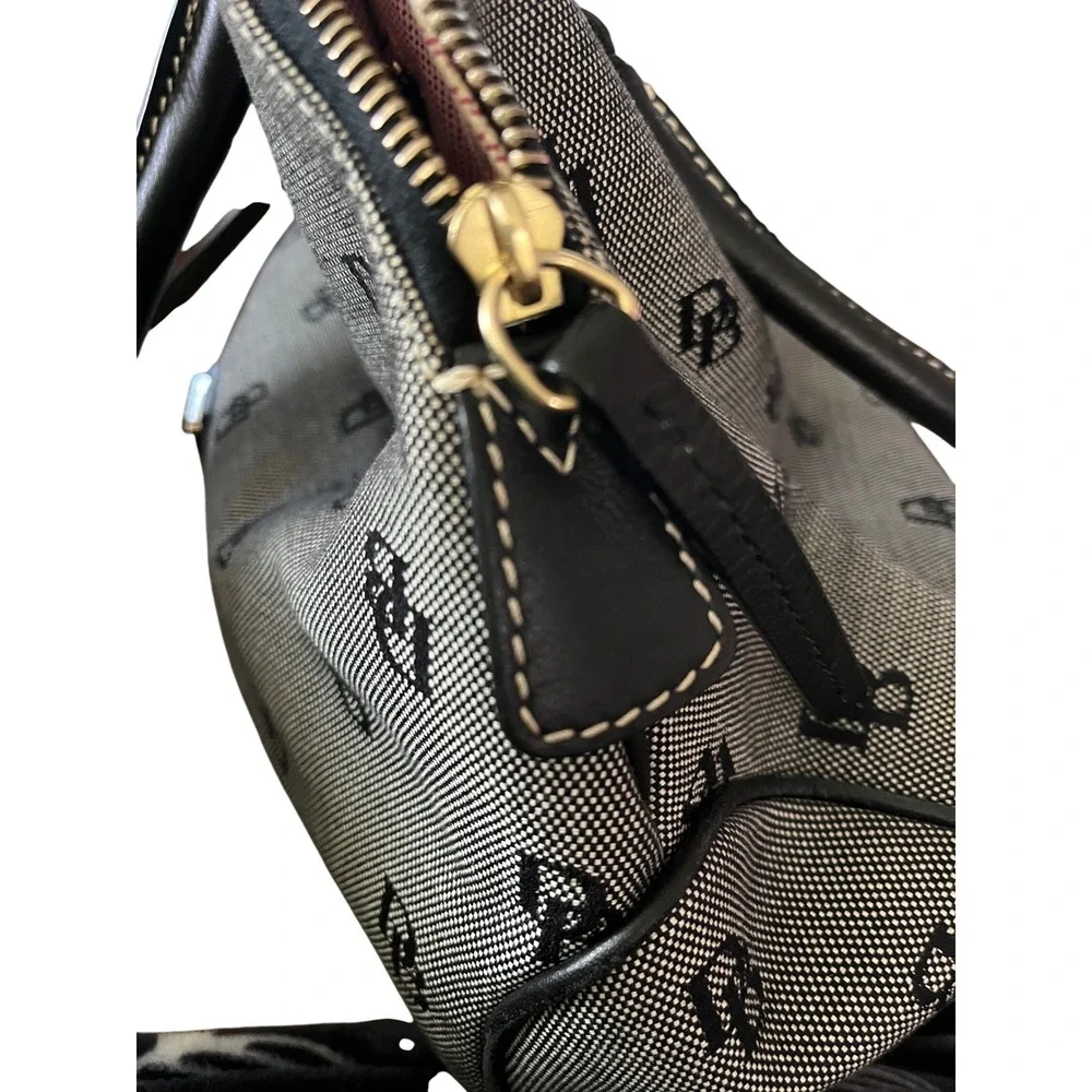 Dooney & Bourke Monogram Canvas Dome‎ Satchel Bag Black White DB Logo Handbag